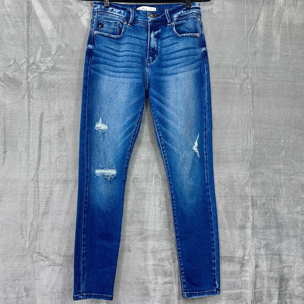 KanCan for Maurices High Rise Medium Wash Destructed Skinny Jean Sz 27